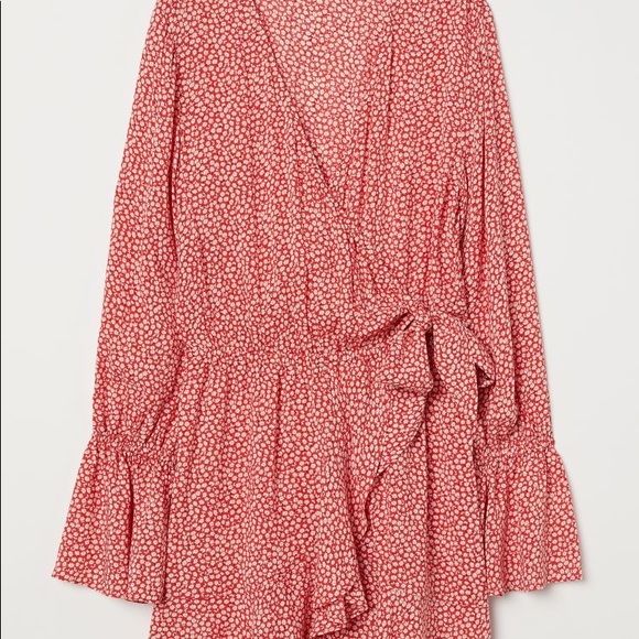 H&M red floral long sleeve romper - Picture 3 of 6
